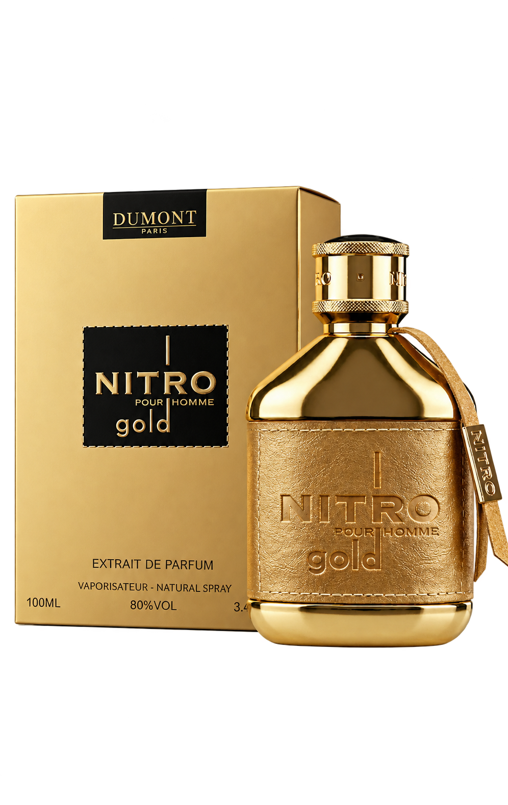 Dumont Nitro Gold Pour Homme Extrait de Parfum - bottle and box